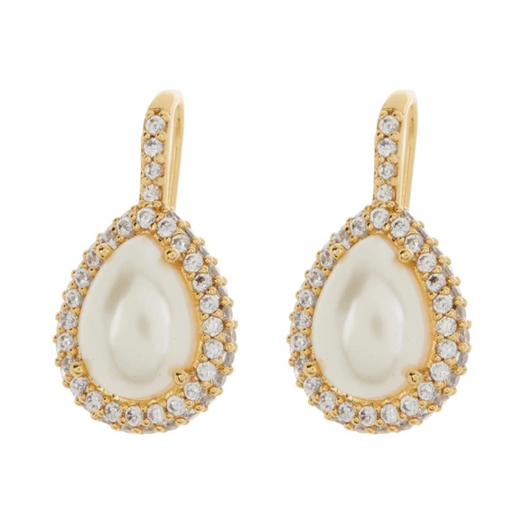 kate spade Jewelry - KATE SPADE • Pearl Pavé Halo Brilliant Statement Drop Earrings